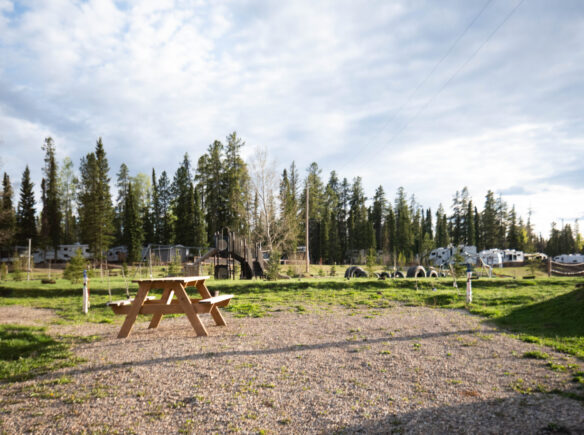 RV camping by the sports field
